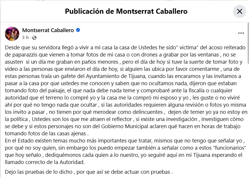Denuncia de Montserrat Caballero