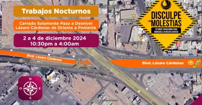 Cierre nocturno en paso a desnivel L�zaro C�rdenas y L�pez Mateos por mantenimie