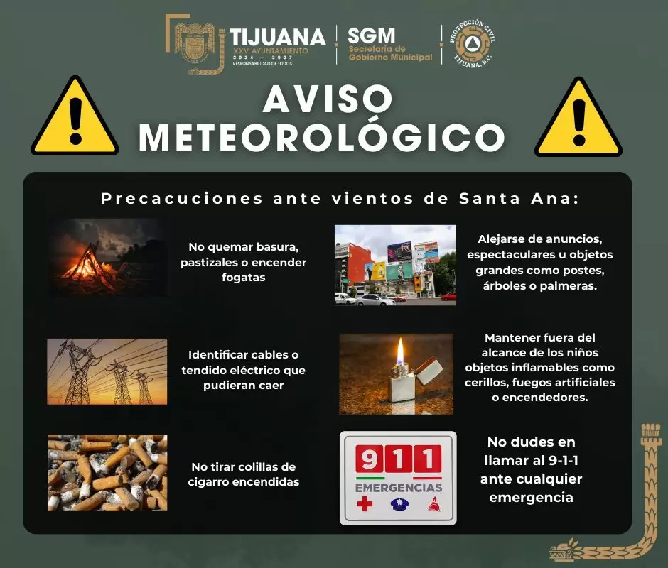 Alertan por condici�n Santa Ana para este martes
