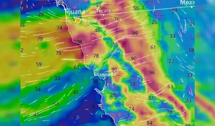 Rachas de viento de hasta 108 km/h impactan la regi�n Tijuana-San Diego por la C