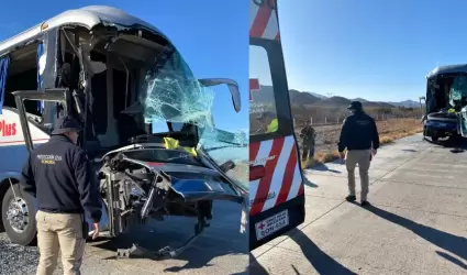 Accidente entre autob�s y tractocami�n