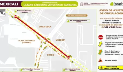 Anuncia SIDURT cambios de circulaci�n en distribuidor vial L�zaro C�rdenas y Ven