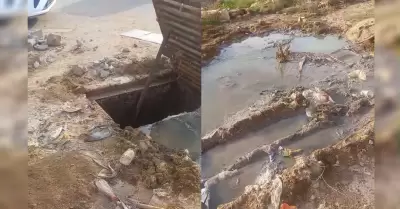 Persistente fuga de aguas negras en el Fraccionamiento Puerta Plata