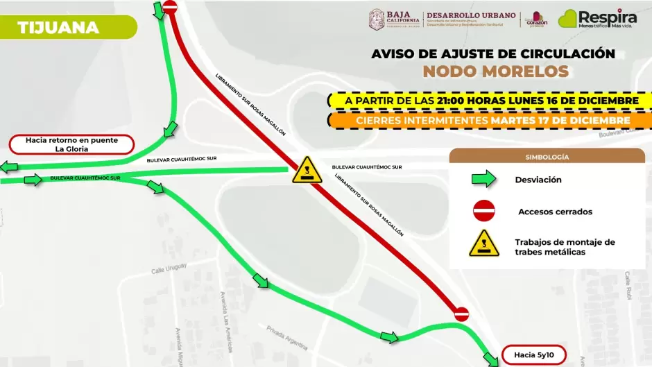 Cambios de circulaci�n por obras del Nodo Morelos