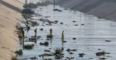 Contaminaci�n en la canalizaci�n del R�o Tijuana