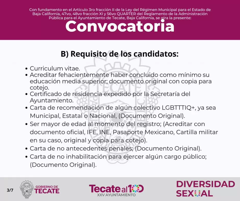 Convocan a participar para la elecci�n de la encargada, encargado o encargade del Departamento de Diversidad Sexual
