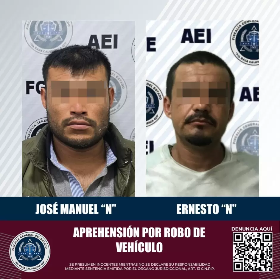 Logra AEI dos �rdenes de aprehensi�n contra masculinos por robo de veh�culo