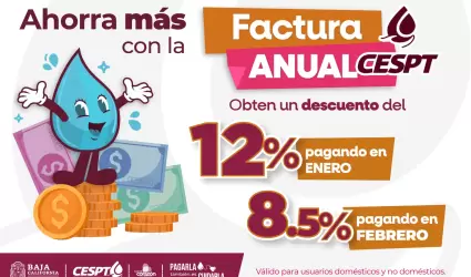 Invita Cespt al pago de la factura anual 2025 en enero y febrero