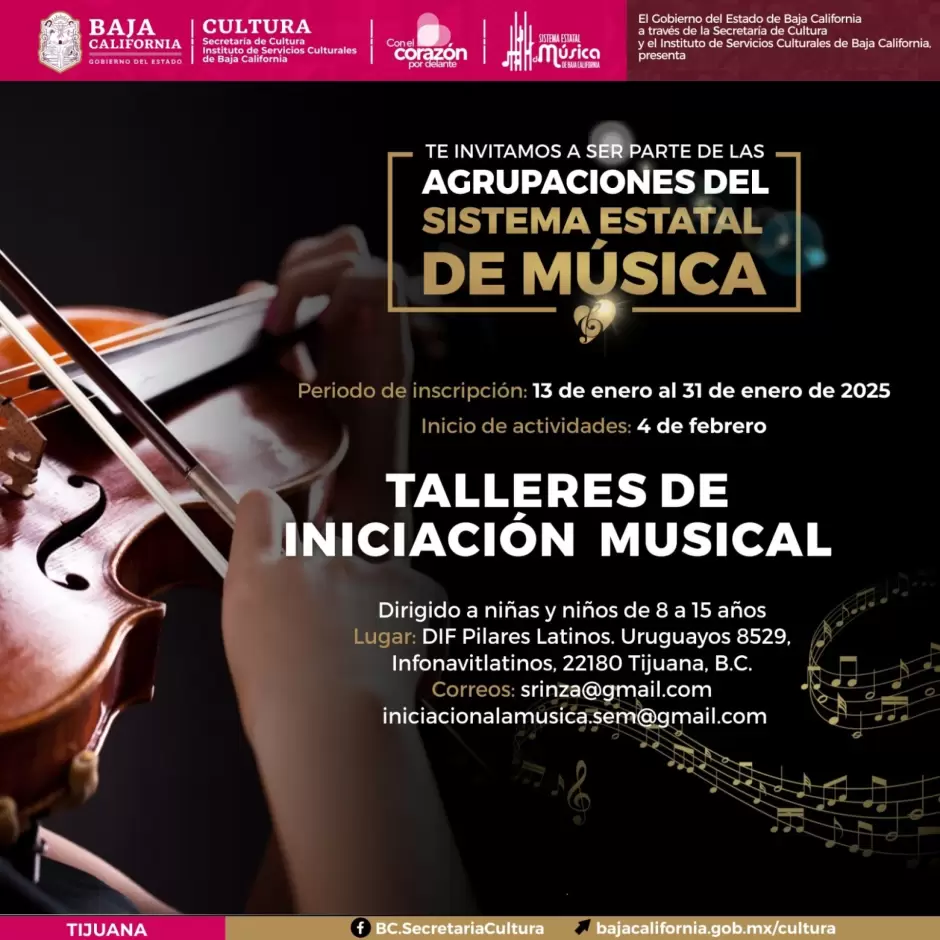 Inscripciones para talleres de iniciaci�n musical a poblaci�n infantil y juvenil en movilidad