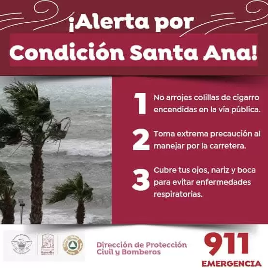 Alcaldesa Roc�o Adame exhorta a tomar precauciones ante vientos de Santa Ana y bajas temperaturas