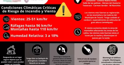 Alertan por condiciones clim�ticas cr�ticas: riesgo de incendios forestales y vi