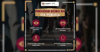 Recomendaciones para prevenir robos en la v�a p�blica