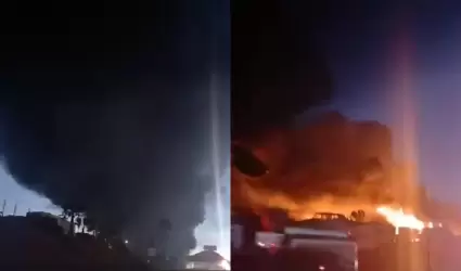 Incendio consume dep�sito vehicular en la carretera libre Tijuana-Tecate