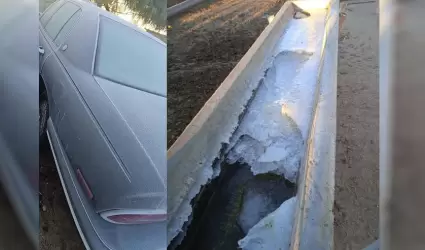 Bajas temperaturas congelan agua y veh�culos en las zonas altas de Tecate