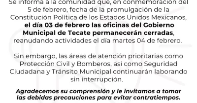 D�a de descanso obligatorio por la conmemoraci�n del 5 de febrero