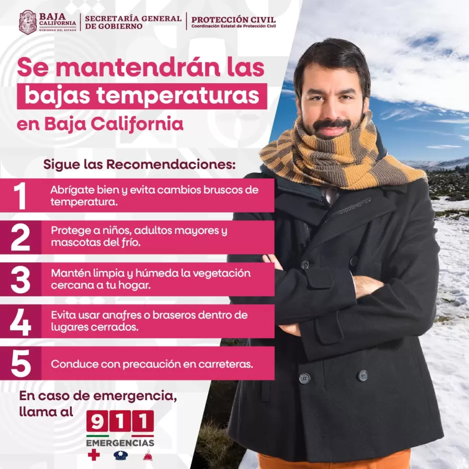 Mantiene Protecci�n Civil de Baja California alerta por cambios de temperatura