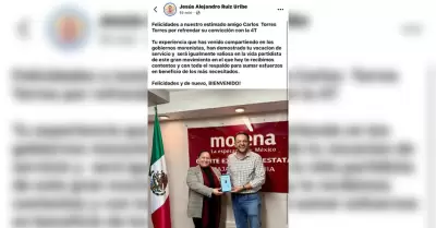 Respalda Ruiz Uribe afiliaci�n de Carlos Torres Torres a Morena