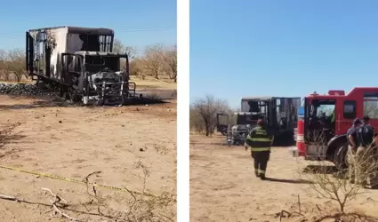 Incendian cami�n de carga de una empresa abarrotera