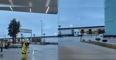 Larga fila de tractocamiones en garita de Otay afecta tr�nsito en zona del aerop