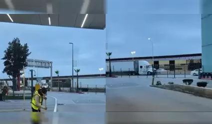 Larga fila de tractocamiones en garita de Otay afecta tr�nsito en zona del aerop