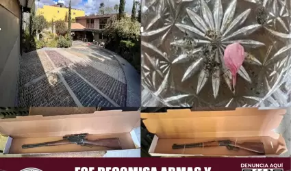 FGE decomisa armas y droga en cateo