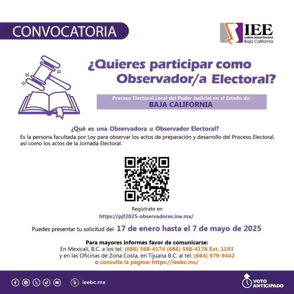 Reitera IEEBC invitaci�n para participar como observador electoral