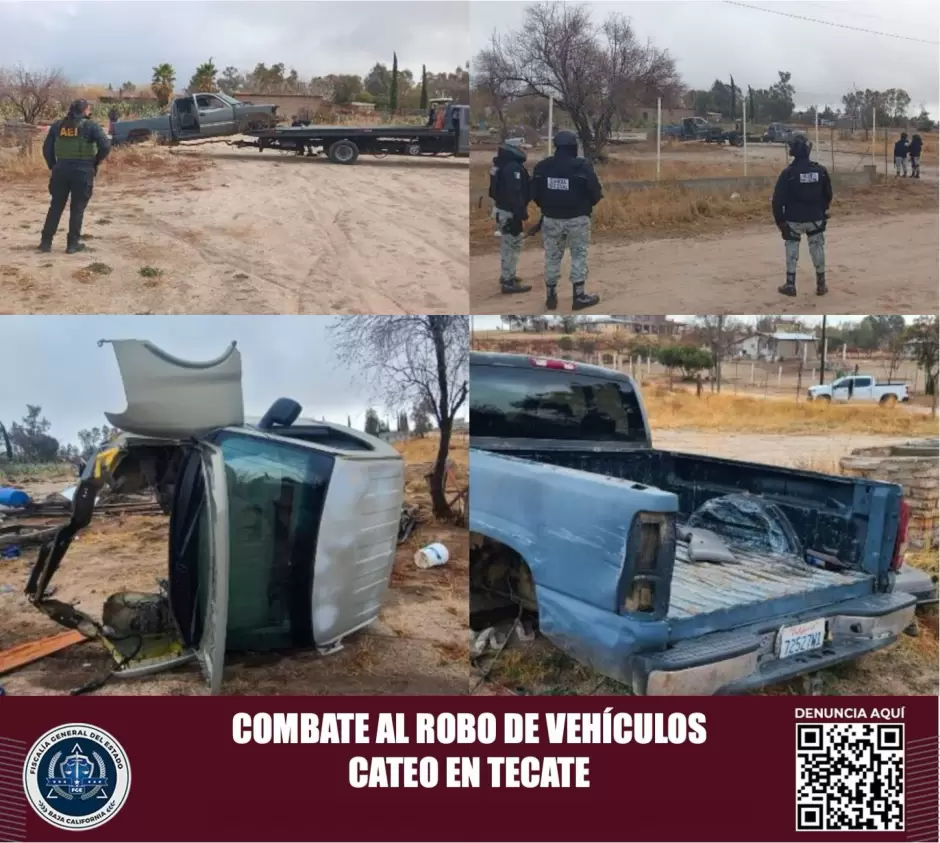 Aseguran predio en Tecate con veh�culos robados
