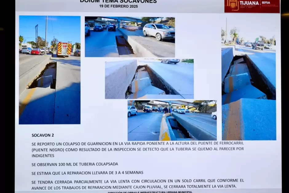 Reparaci�n de vialidades afectadas por socavones