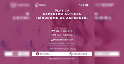Invita DIF Tecate a pl�tica sobre el espectro autista (s�ndrome de asperger)