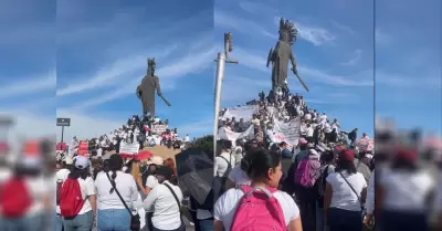 Docentes protestan en la glorieta Cuauht�moc; rechazan reforma y acusan abandono
