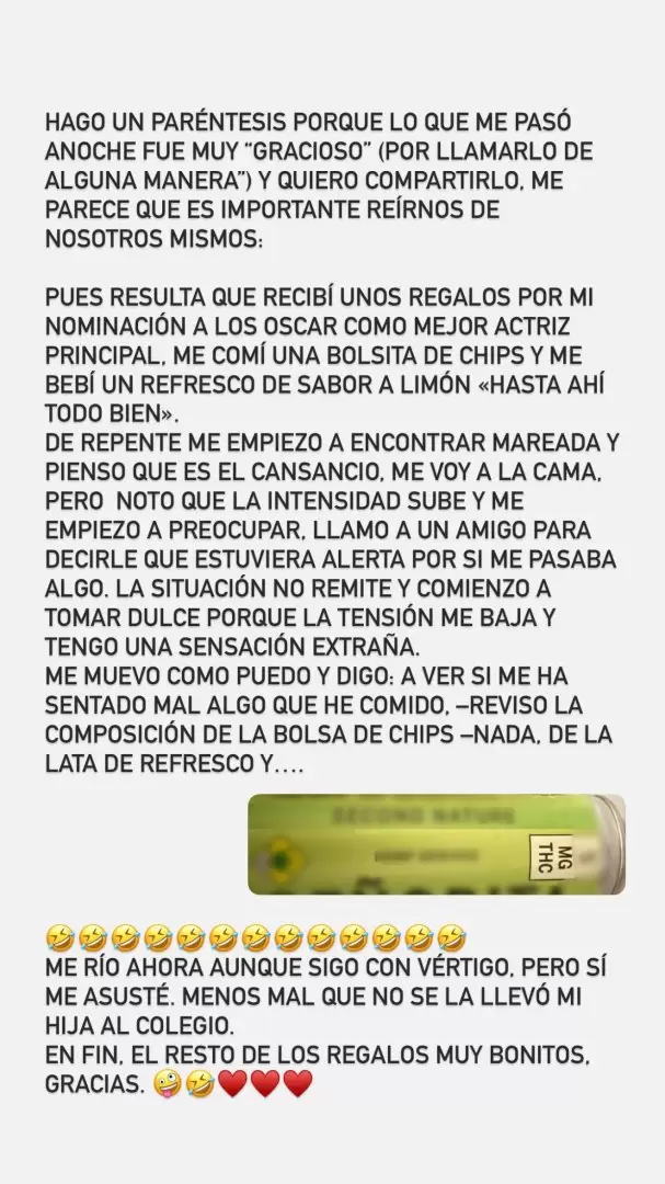 Karla Sof�a Gasc�n consumi� cannabis accidentalmente.