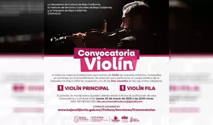 Convoca OBC a m�sicos profesionales ejecutantes de viol�n