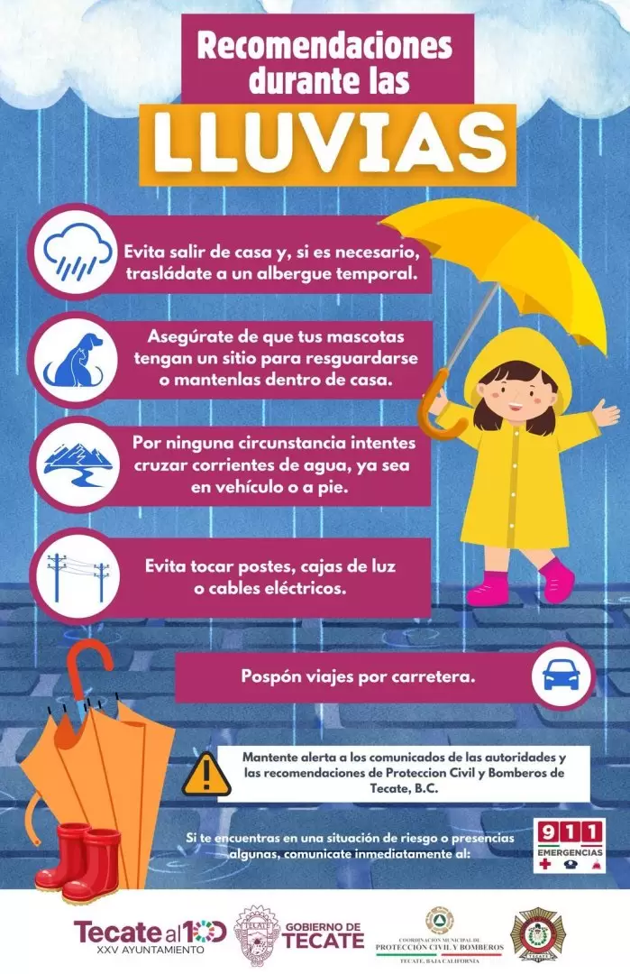 Pron�stico de lluvias y fuertes vientos