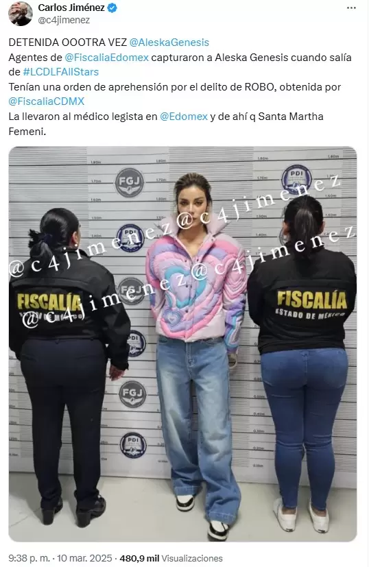 Aleska G�nesis detenida
