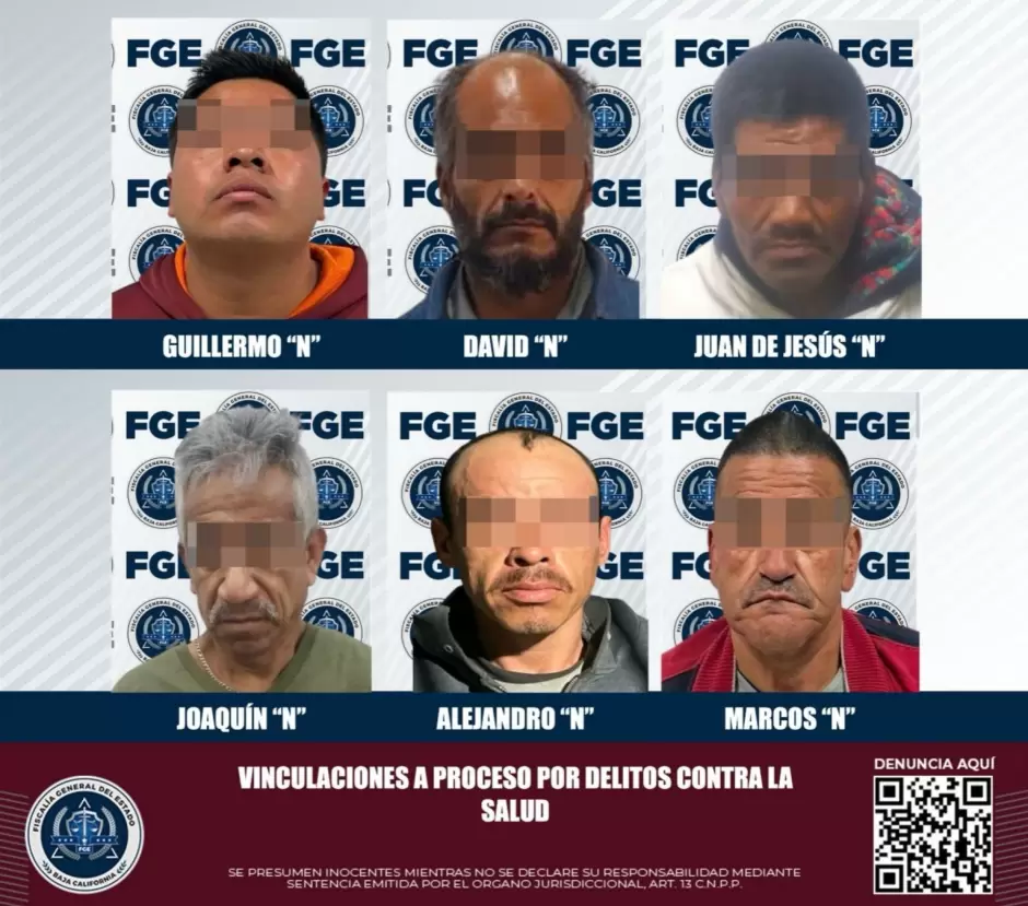 Seis implicados en narcomenudeo son vinculados a proceso