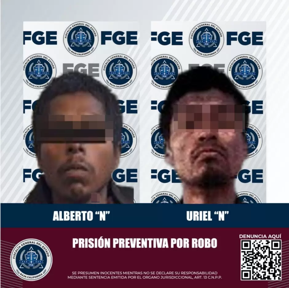 Dos hombres en prisi�n preventiva por robo en Playas de Rosarito