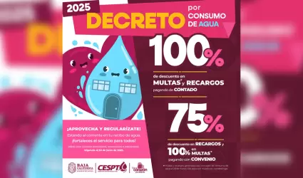 Decreto de condonaci�n de recargos por consumo de agua