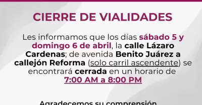 Cierre temporal de vialidades