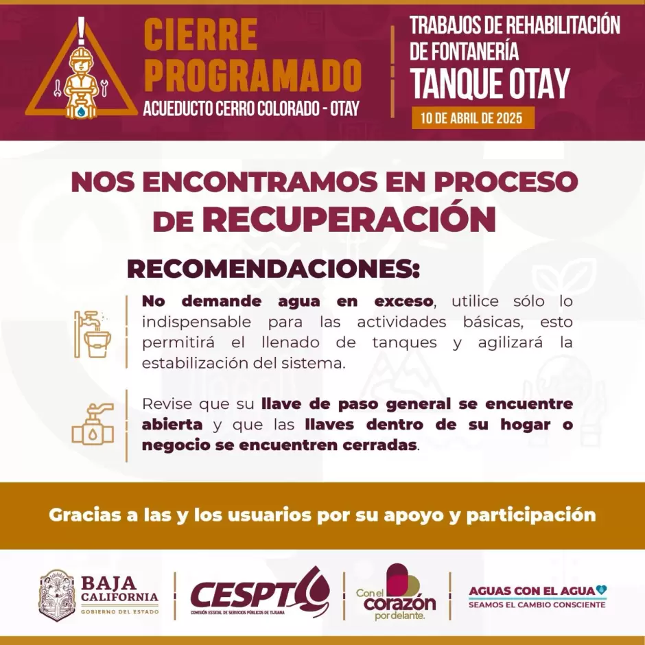 Recuperan servicio del agua colonias aleda�as al tanque Otay