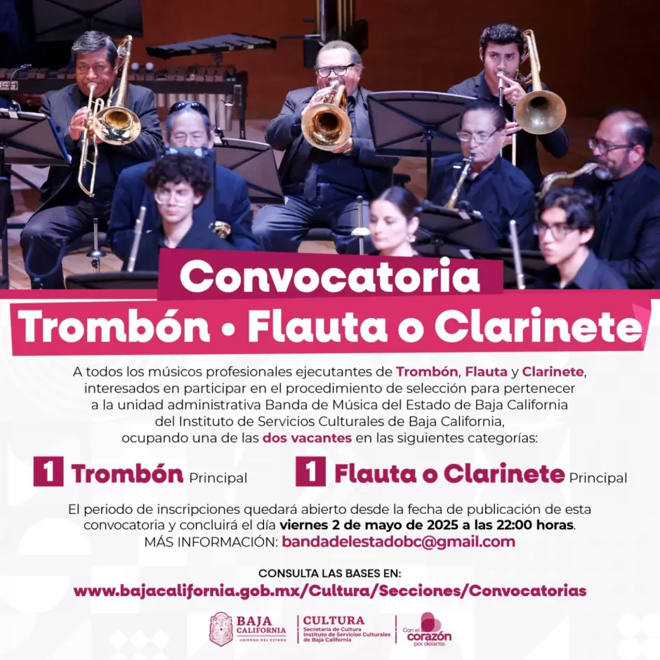 Convocatoria para integrarse a la Banda de M�sica del Estado