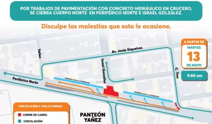 Rehabilitaci�n de crucero en Perif�rico Norte e Israel Gonz�lez