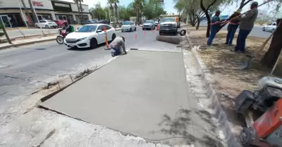 Concreto da�ado en el bulevar Colosio