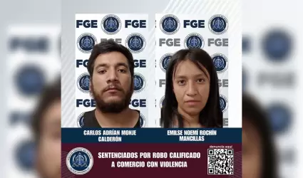 Pareja recibe sentencia por robo con violencia a joyer�a