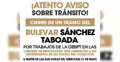 Cierre parcial de un tramo del bulevar S�nchez Taboada y Calle 11 por trabajos d