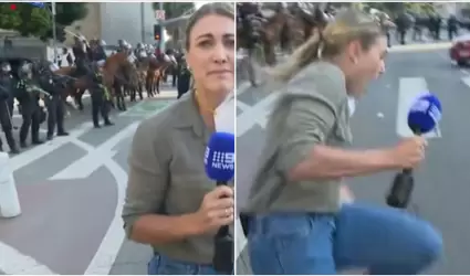 Disparan bala de goma a periodista australiana en plena transmisi�n durante prot