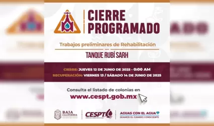 Rehabilitaci�n del tanque Rub� SARH
