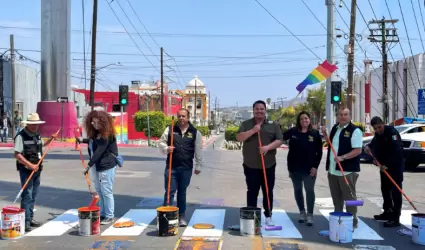 Pinta de cruces peatonales con los colores de la bandera LGBTTTIQA+