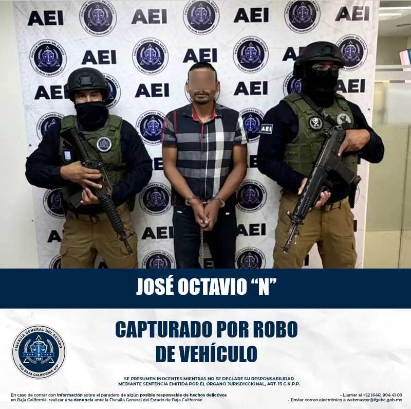 Presunto l�der de grupo dedicado al robo de veh�culos en Tijuana
