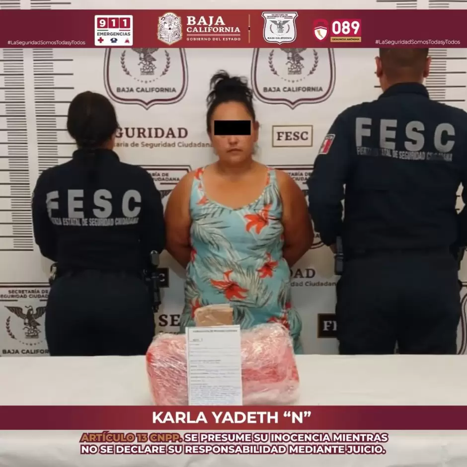 Detienen a mujer con m�s de 2 kg de metanfetamina en Ensenada