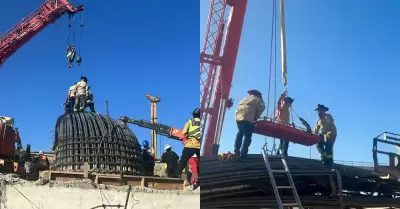 Rescatan a dos personas tras accidente en construcci�n de torre de viaducto elev